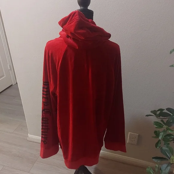 Juicy Couture Oversized Red Hoodie Sweatshirt Size Large - Picture 8 of 16